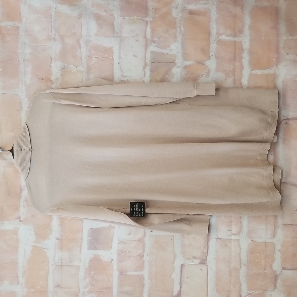 NWT Select + Trend Size 2X Women's Beige Open Front Cardigan Sweater - Picture 4 of 8